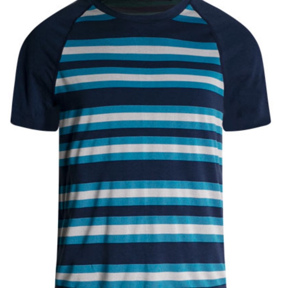 AussieBum t shirt blue medium stripe chest stretch